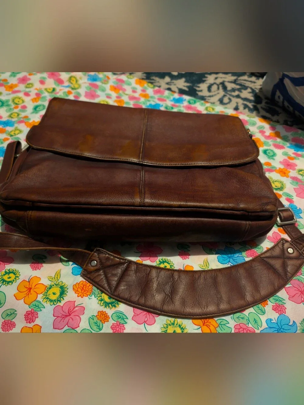 Latico. Brown Leather Messenger Bag - Men